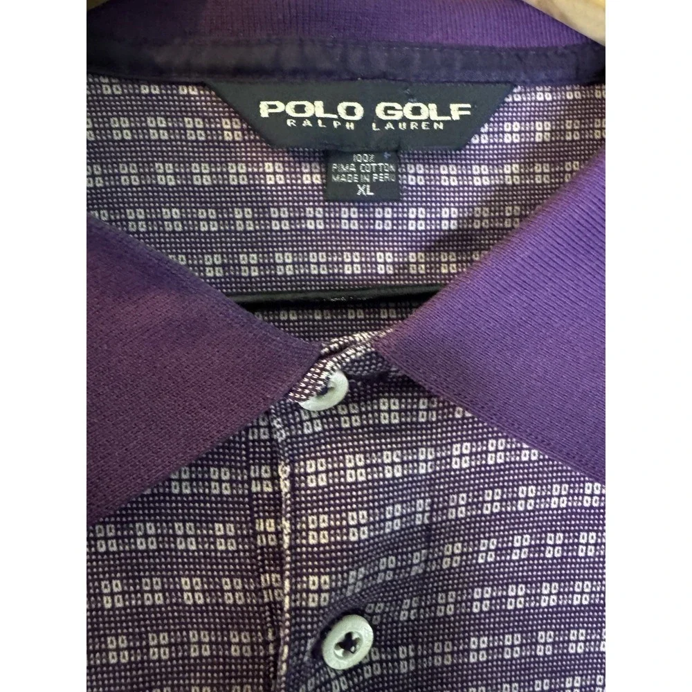 Polo Golf Ralph Lauren Men's XL Purple Geometric Performance Golf Polo Shirt